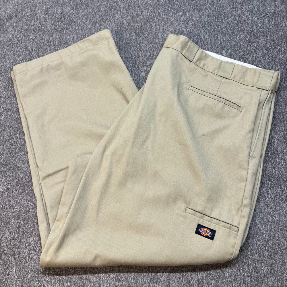 Dickies Loose Fit Double Knee Work Pants Khaki Tan W8410FE 50x30 Mens Big & Tall